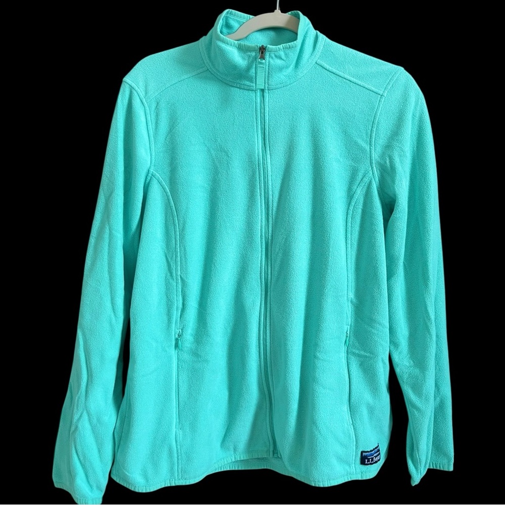 L.L.Bean Aqua Teal Full Zip Fleece Jacket Women’s L Zip Pockets Outdoors
